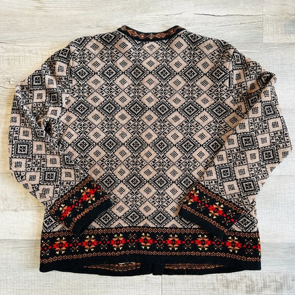Susan Bristol 100% Wool Nordic Fair Isle Cardigan Sweater (size XL) - Picture 4 of 10